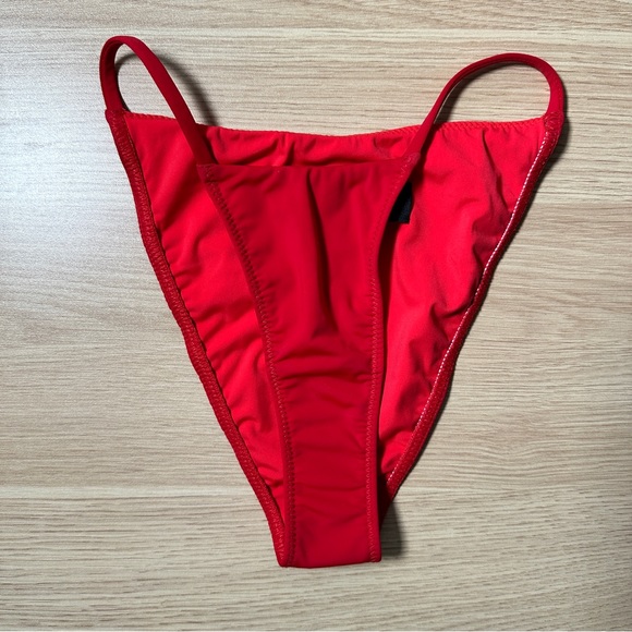 *NWOT Angelys Balek Cross Neck Wrap Front Bikini & String Brief in salsa - Picture 6 of 14